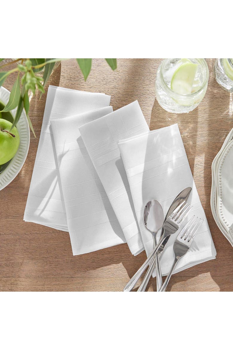Elegance Plaid Damask Napkin Set of 4, Alternate, color, White