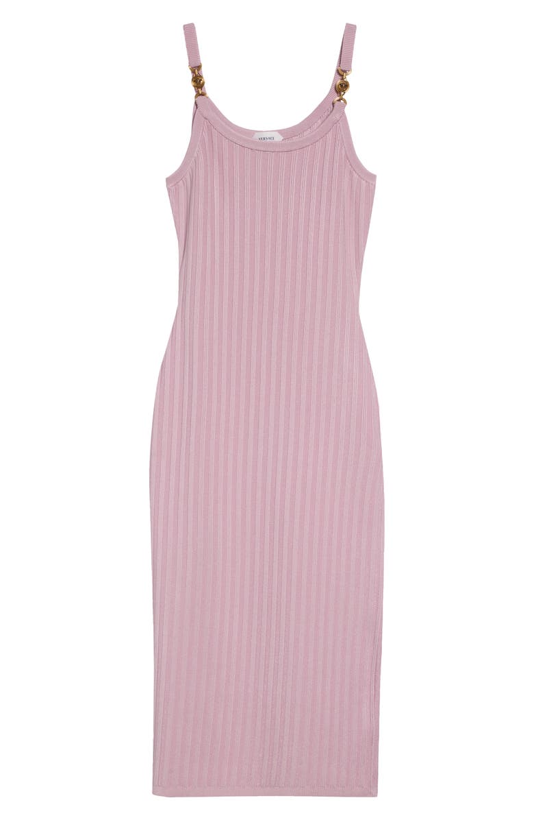 Versace Mesh Rib Midi Sweater Dress, Main, color, Light Mauve