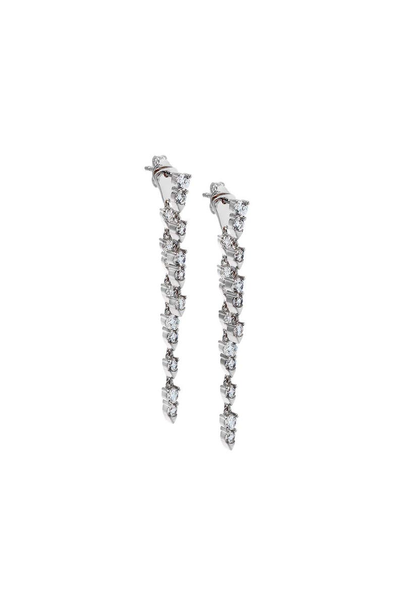 BY ADINA EDEN CZ Tennis Style Double Drop Stud Earring, Main, color, Silver