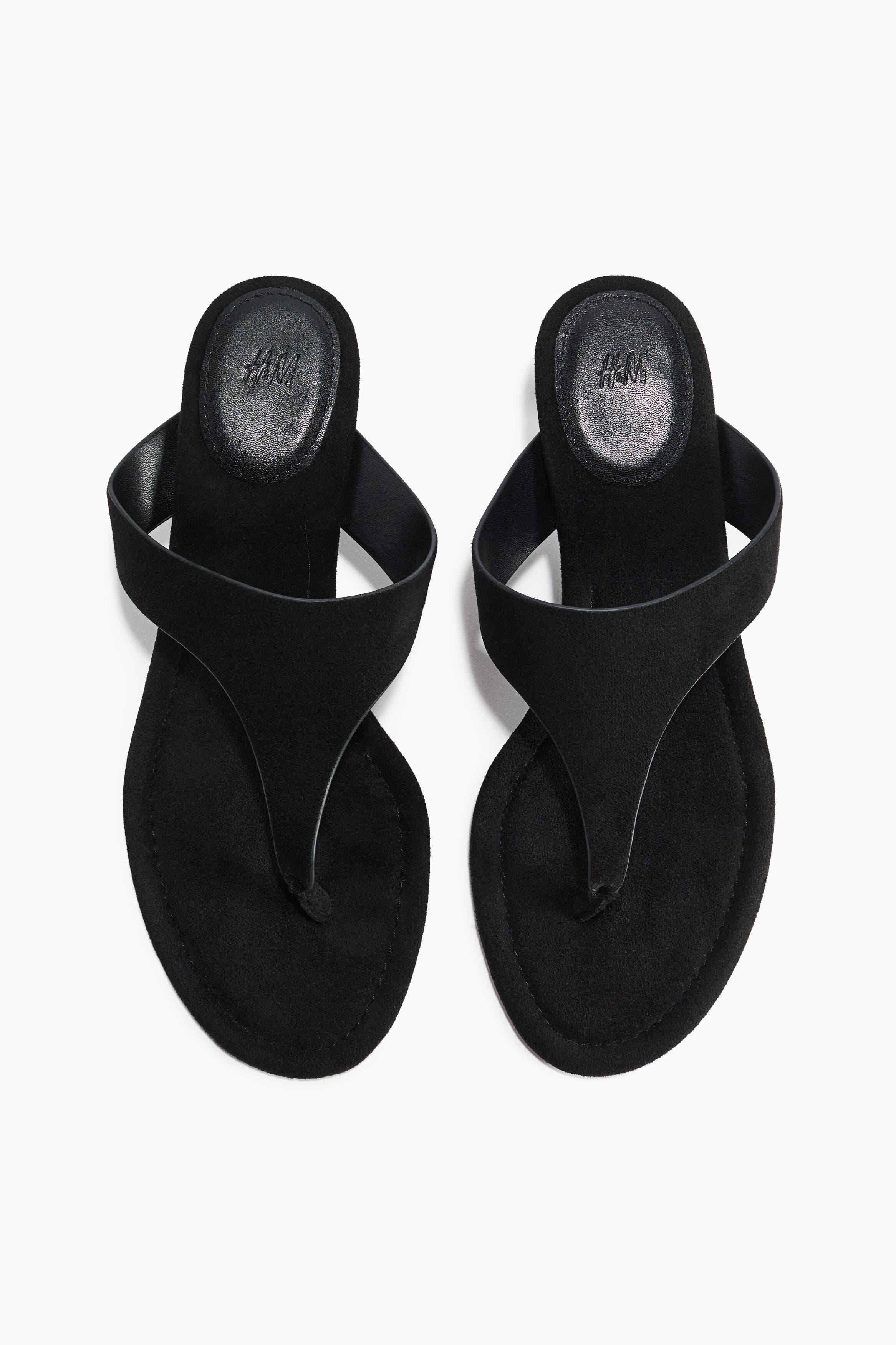 H&M Kitten-heeled Sandals, Alternate, color, Black