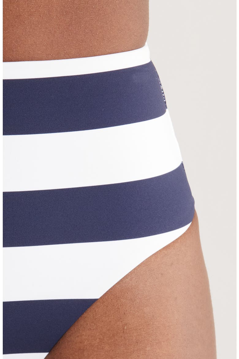 Poppy Stripe High Waist Bikini Bottoms, Alternate, color, NAVY STRIPE