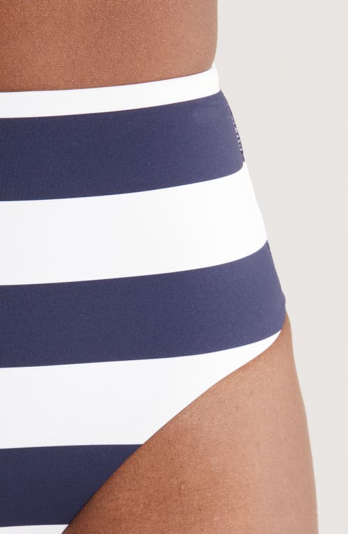 Bondi Born Poppy Stripe High Waist Bikini Bottoms In White
