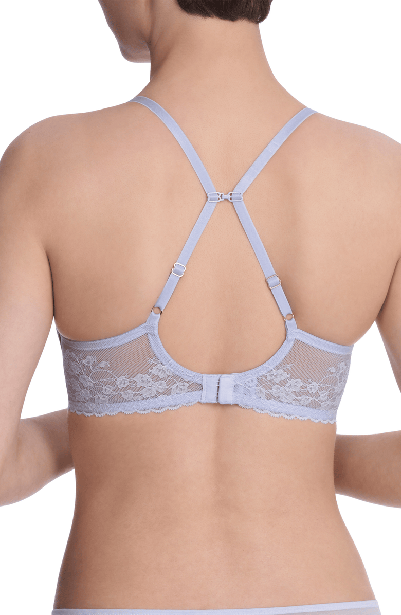 Natori Cherry Blossom Lace Plunge T-Shirt Bra, Alternate, color, Glacier Blue