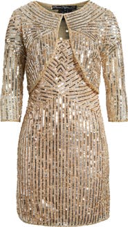 Pisarro Nights Sequin Embellished Cocktail Dress with Jacket