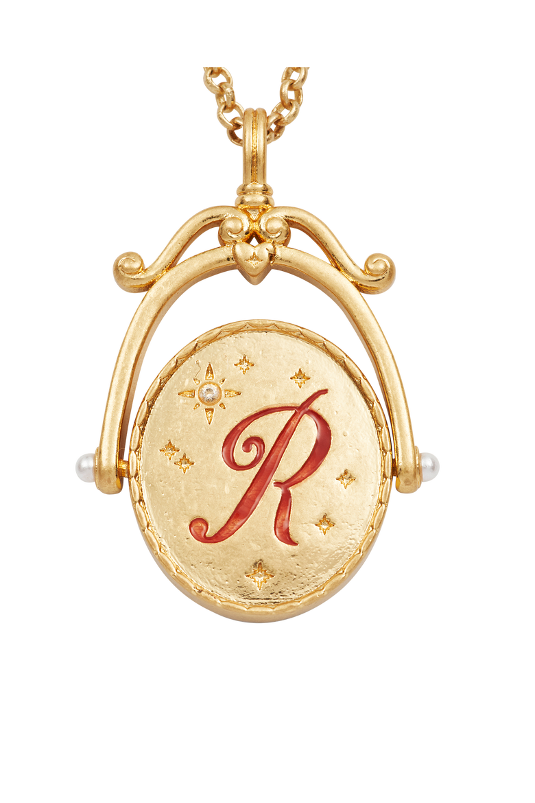 R Initial Rose Gold Spinner Chain Necklace, Alternate, color, Gold