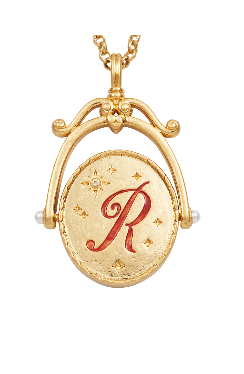 Fable England R Initial Rose Gold Spinner Chain Necklace, Alternate, color, Gold