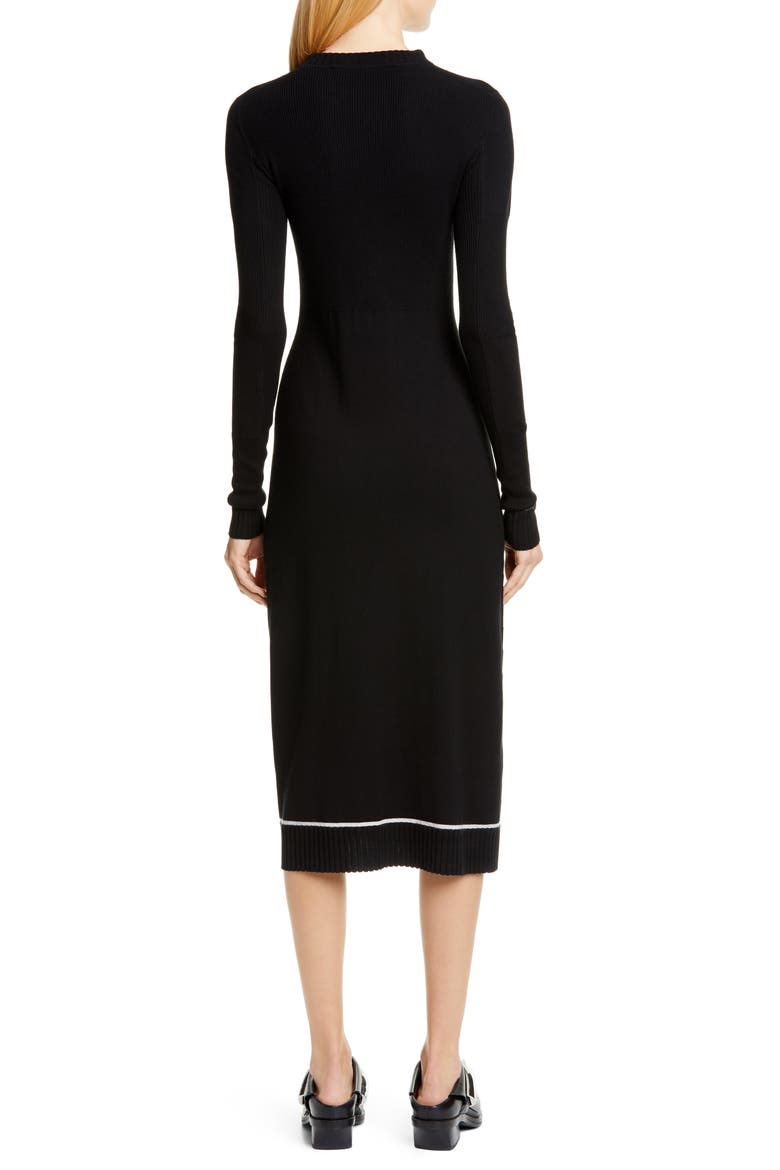 Contrast Trim Wool Blend Midi Sweater Dress, Alternate, color, BLACK