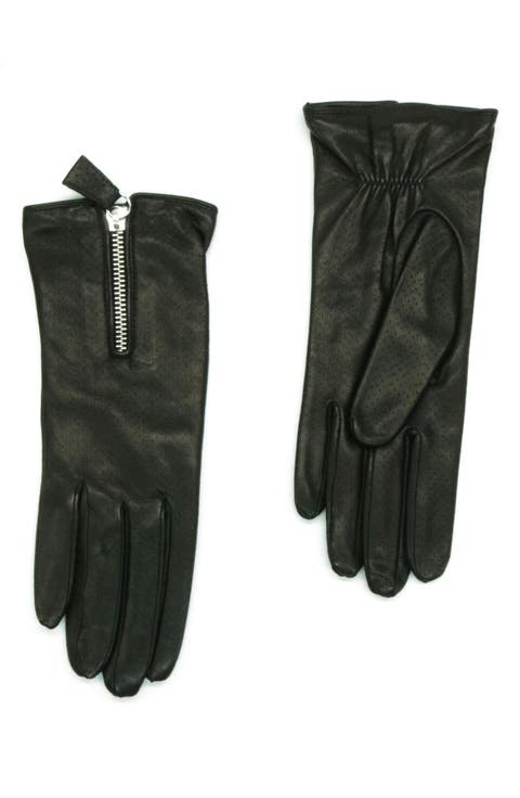 Zip Leather Gloves