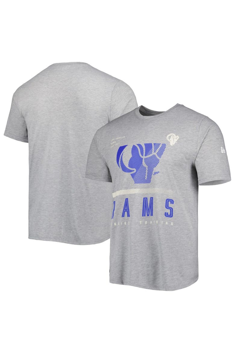 Men's New Era Heathered Gray Los Angeles Rams Combine Authentic Red Zone T-Shirt, Main, color, Heather Gray