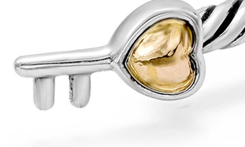 SAMUEL B. SAMUEL B. STERLING SILVER & 18K GOLD LOCK & KEY HINGE BANGLE 