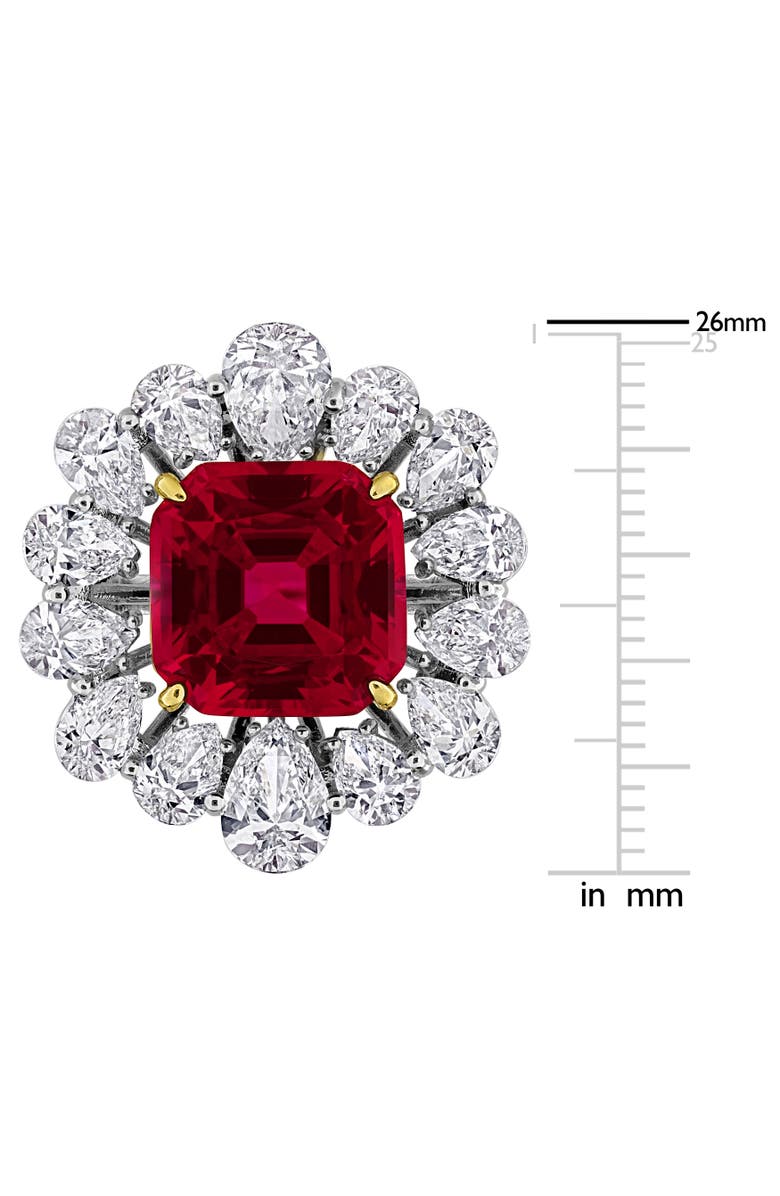 Julianna B. Lab-Created Ruby & Diamond Flower Halo Ring 18k, Alternate, color, Ruby