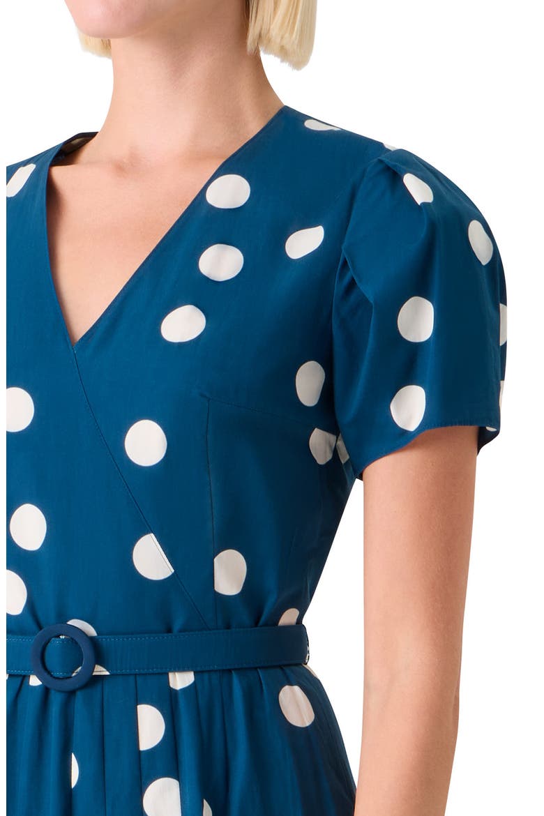 Polka Dot Tiered Cotton Poplin Dress, Alternate, color, DARK BLUE-CREAM