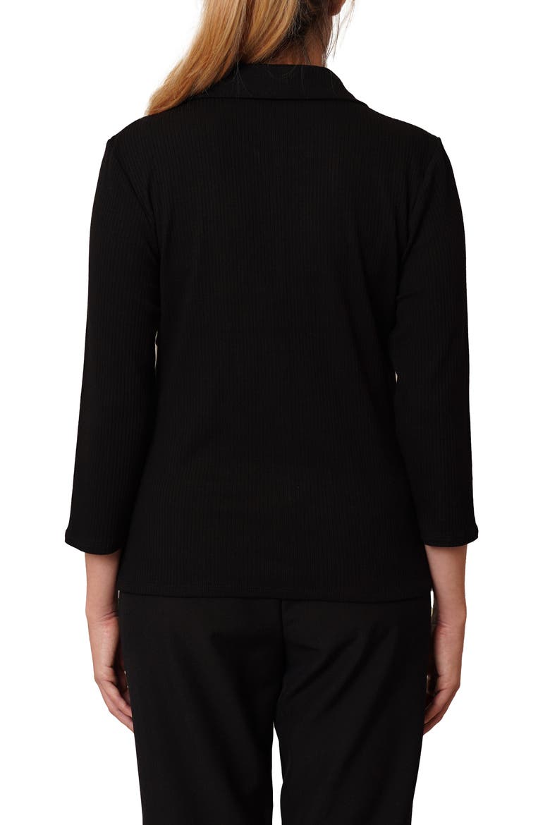 Buttoned Ribbed Knit Top, Alternate, color, BLACK