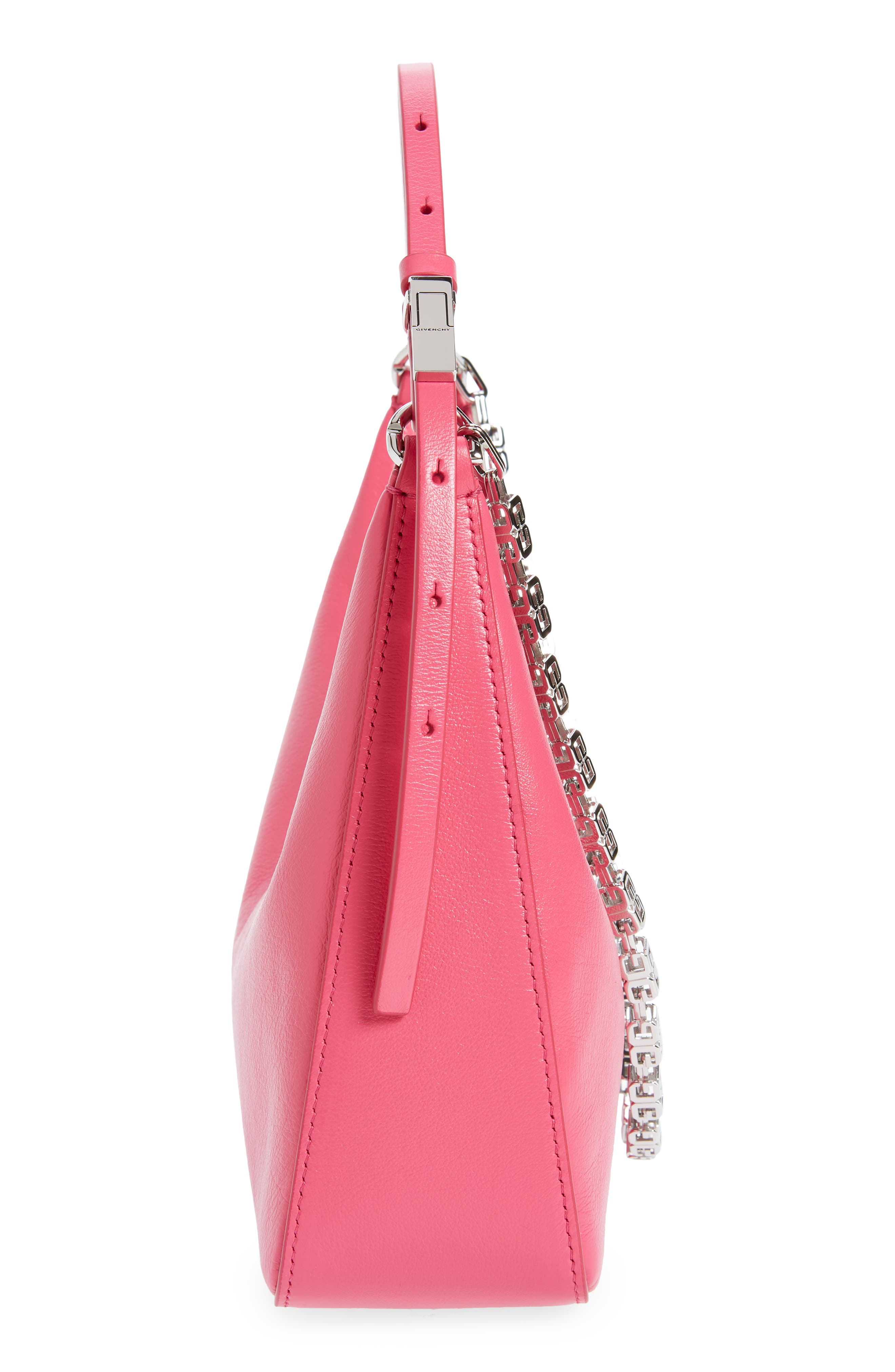 Givenchy Small Moon Cutout Leather Hobo Bag, Alternate, color, 