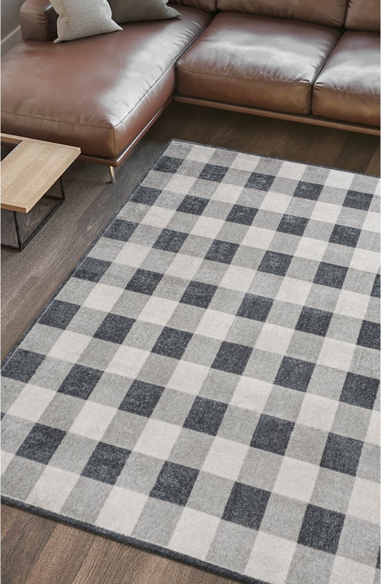 JONATHAN Y Gingham Gradient Plaid Cottage Machine-Washable Area Rug, Alternate, color, Light Gray/Dark Gray/Cream