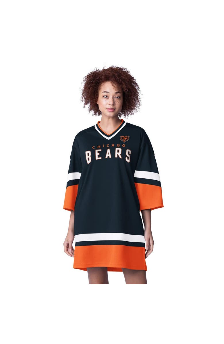 STARTER Women's Starter Navy Chicago Bears Slap Shot 3/4 Sleeve Sneaker Dress, Main, color,