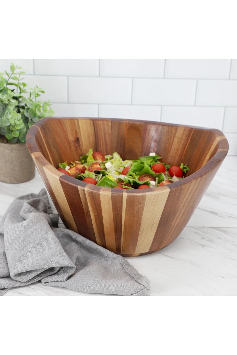 11.75 Inch Acacia Wood Deep Salad Bowl, Alternate, color, Acacia