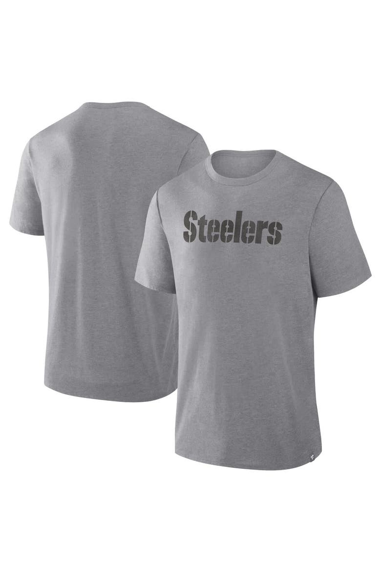 Men's Fanatics Heather Gray Pittsburgh Steelers Pass Rush Tri-Blend T-Shirt, Main, color, Heather Gray