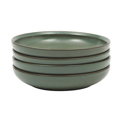 Beckett 4-Piece Stoneware Shallow Pasta Bowls Set, Microwave & Dishwasher Safe