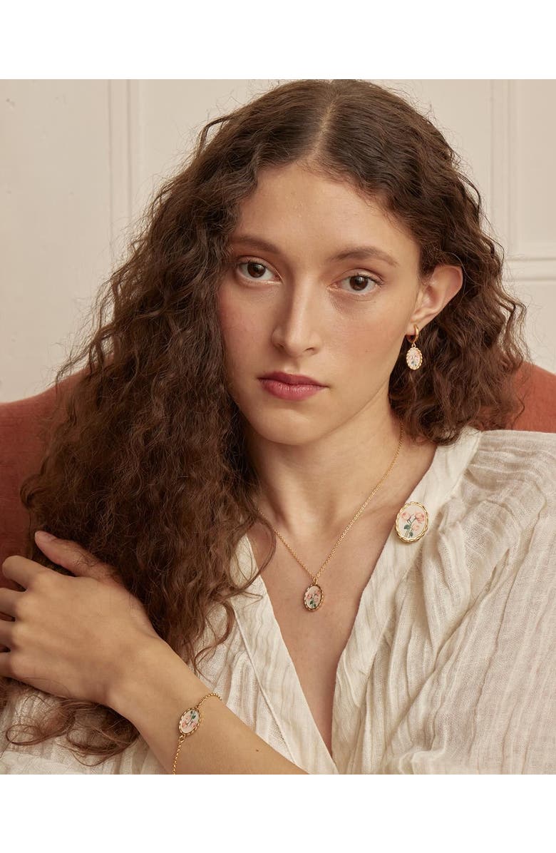 Fable England Framed Roses Brooch, Alternate, color, Multi & Gold