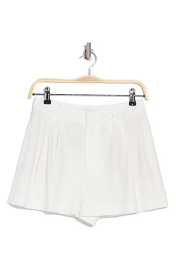 Alice And Olivia Alice + Olivia Conry Pleated Linen Blend Shorts In Off White