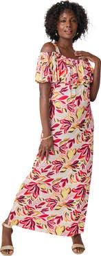 Jessica London Cold Shoulder A-Line Maxi Dress