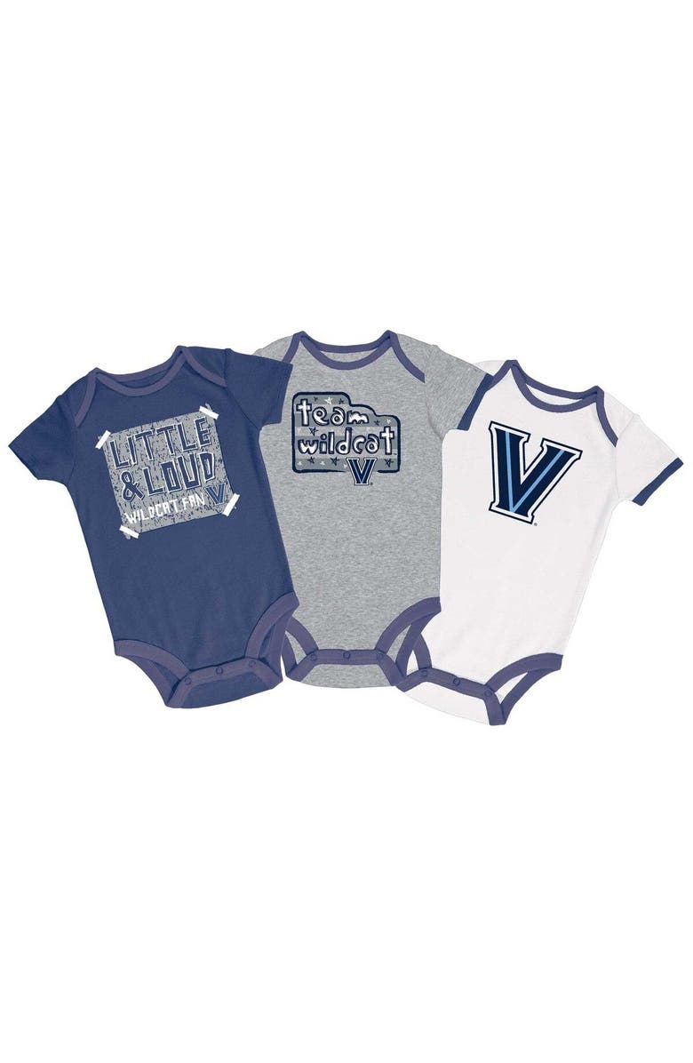 Champion Infant Champion Navy/Gray/White Villanova Wildcats 3-Pack Bodysuit Set, Main, color, Navy
