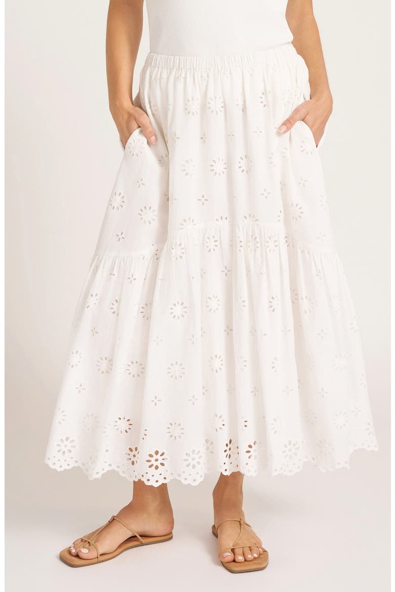 Shayla Eyelet Lace Cotton Skirt, Main, color, VELLUM