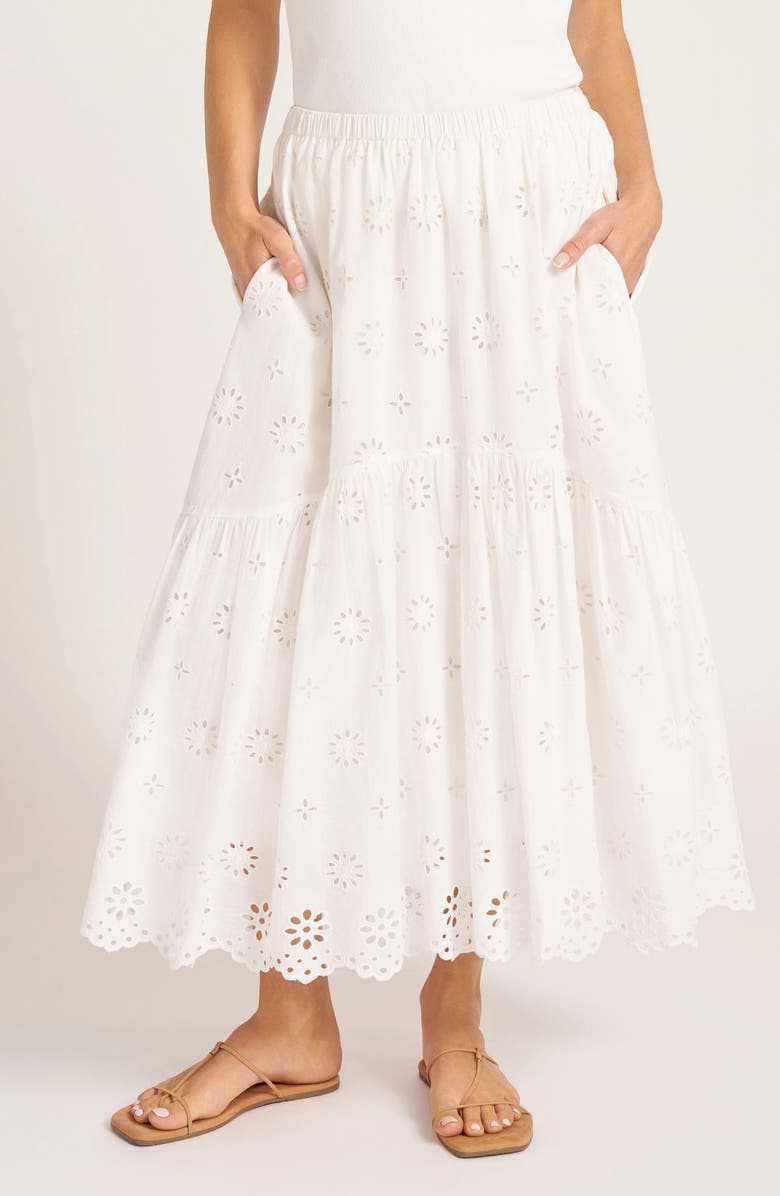 matty m. Shayla Eyelet Lace Cotton Skirt, Main, color, Vellum