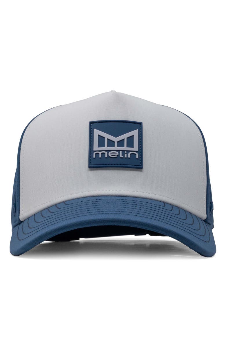 Melin Odyssey Stacked Sea Port Hydro Adjustable Performance Ball Cap, Alternate, color, Steel Blue/ White