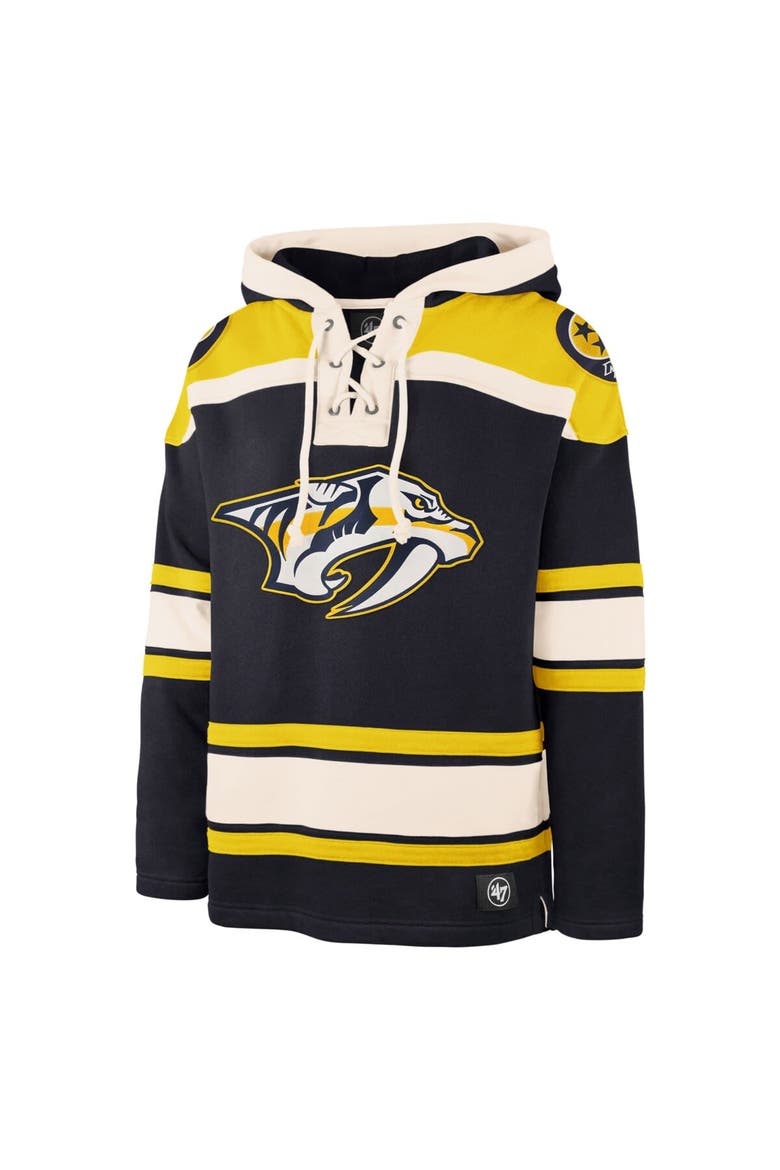 Men's '47 Navy Nashville Predators Superior Lacer Pullover Hoodie, Alternate, color, Navy