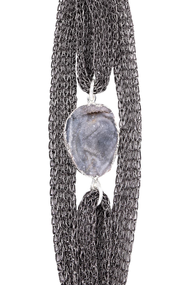 SAACHI Agate Stone Chain Bracelet, Alternate, color, Grey