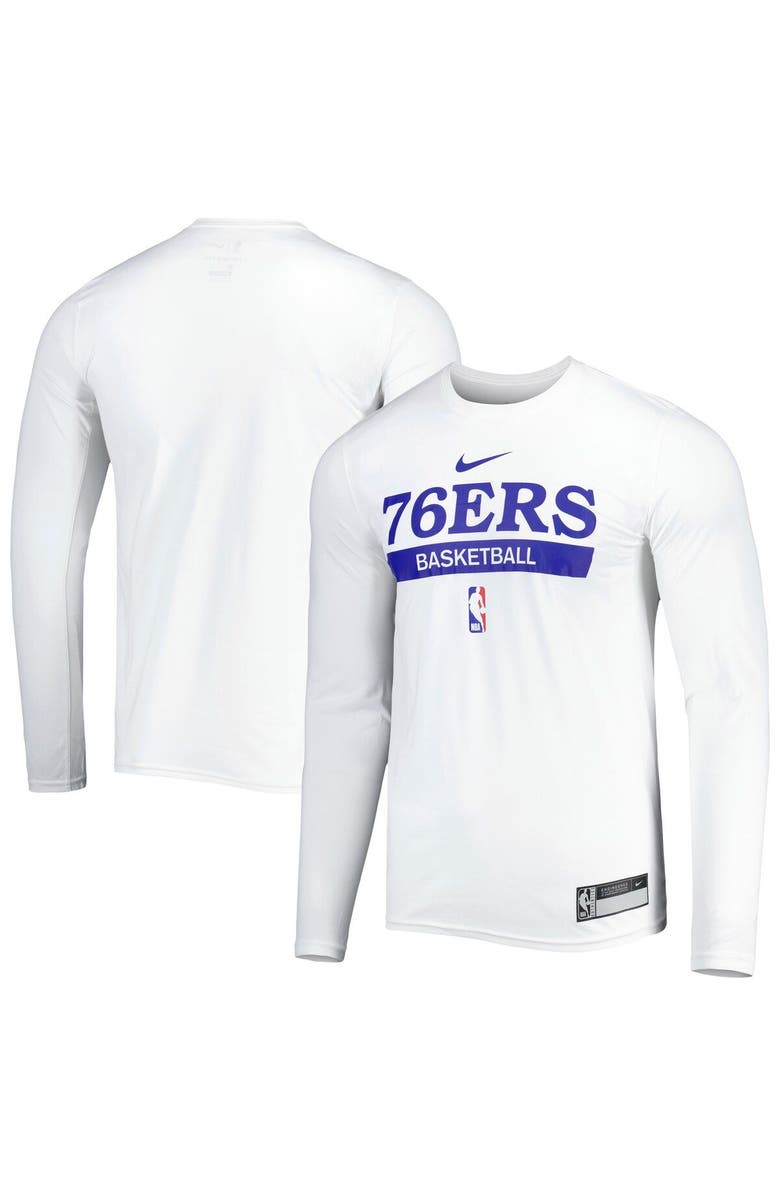 Nike Men's Nike White Philadelphia 76ers 2022/23 Legend On-Court Practice Performance Long Sleeve T-Shirt, Main, color, 
