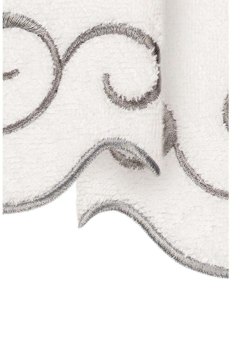Simplicity Embroidered Scallop 2-Piece Washcloth Set, Alternate, color, WHITE/ GRAY