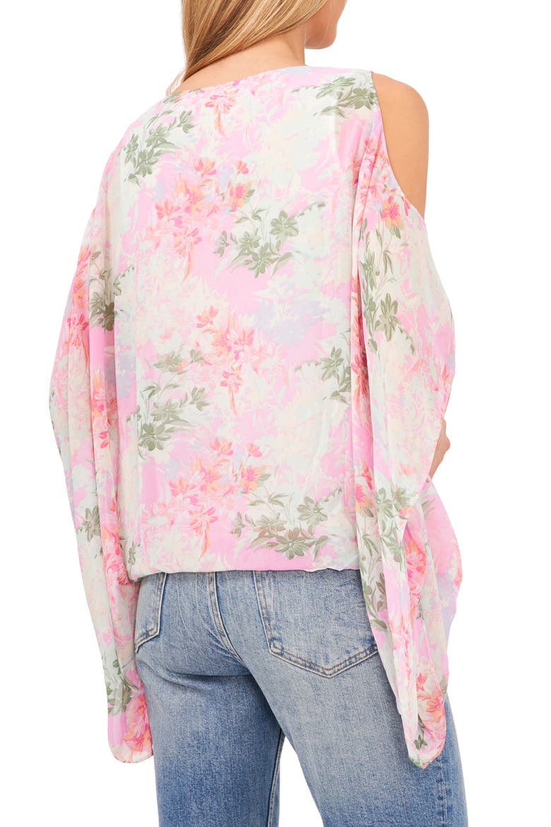 Glowing Garden Cold Shoulder Blouse, Alternate, color, BROOK GREEN