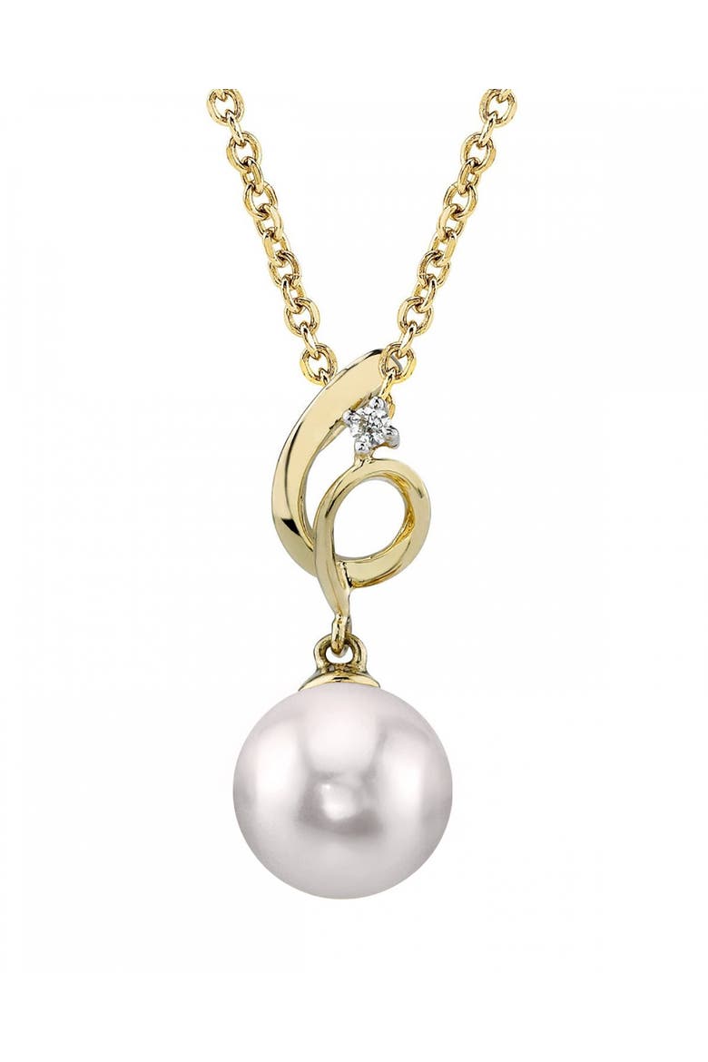 14K Gold Akoya Pearl & Diamond Symphony Pendant, Main, color, Yellow Gold