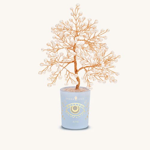 Karma And Luck Ethereal Energy Pearl June Birthday Tree In White