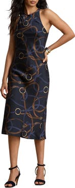 Lauren Ralph Lauren Belting Print Sleeveless Twill Midi Dress