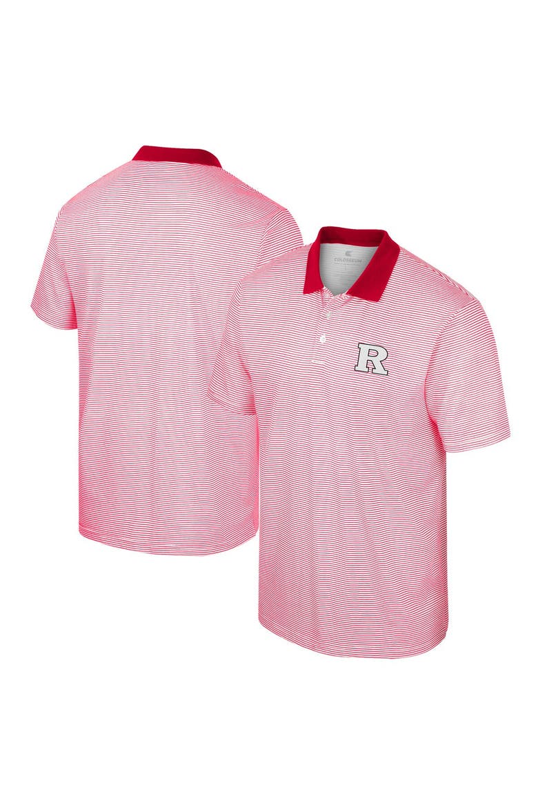 Men's Colosseum White/Scarlet Rutgers Scarlet Knights Print Stripe Polo, Main, color, White
