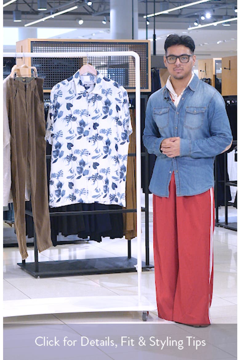 Orson Shaped Fit Leaf Print Short Sleeve Button-Up Shirt video