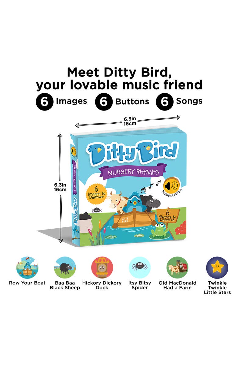 Ditty Bird Nursery Rhymes Interactive Musical Sound Book, Alternate, color, Blue