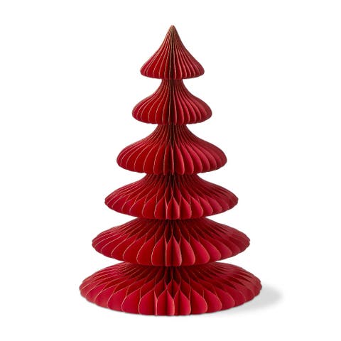 Medium Glimmer Paper Tree Decor Red Holiday Sculpture