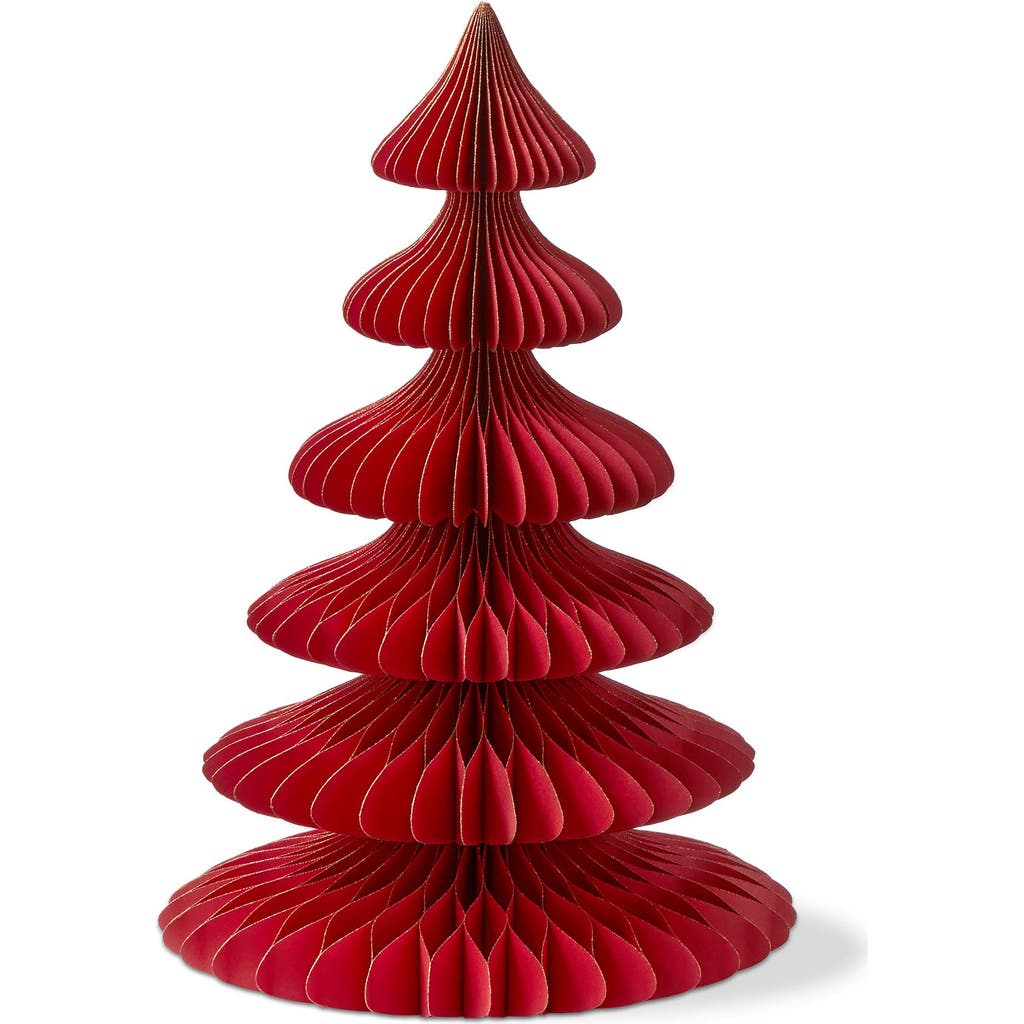 Tag Medium Glimmer Paper Tree Decor Red Holiday Sculpture In Red