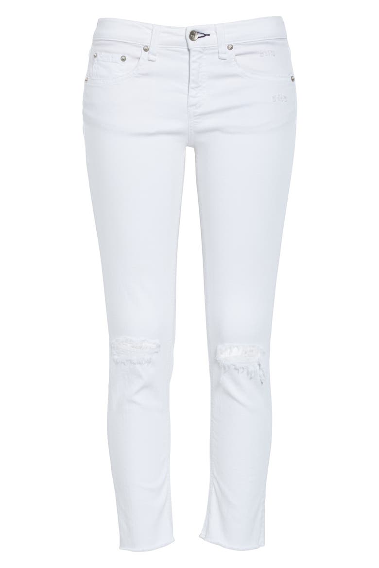Dre Ripped Raw Hem Crop Skinny Jeans, Alternate, color, WHTWHLS2