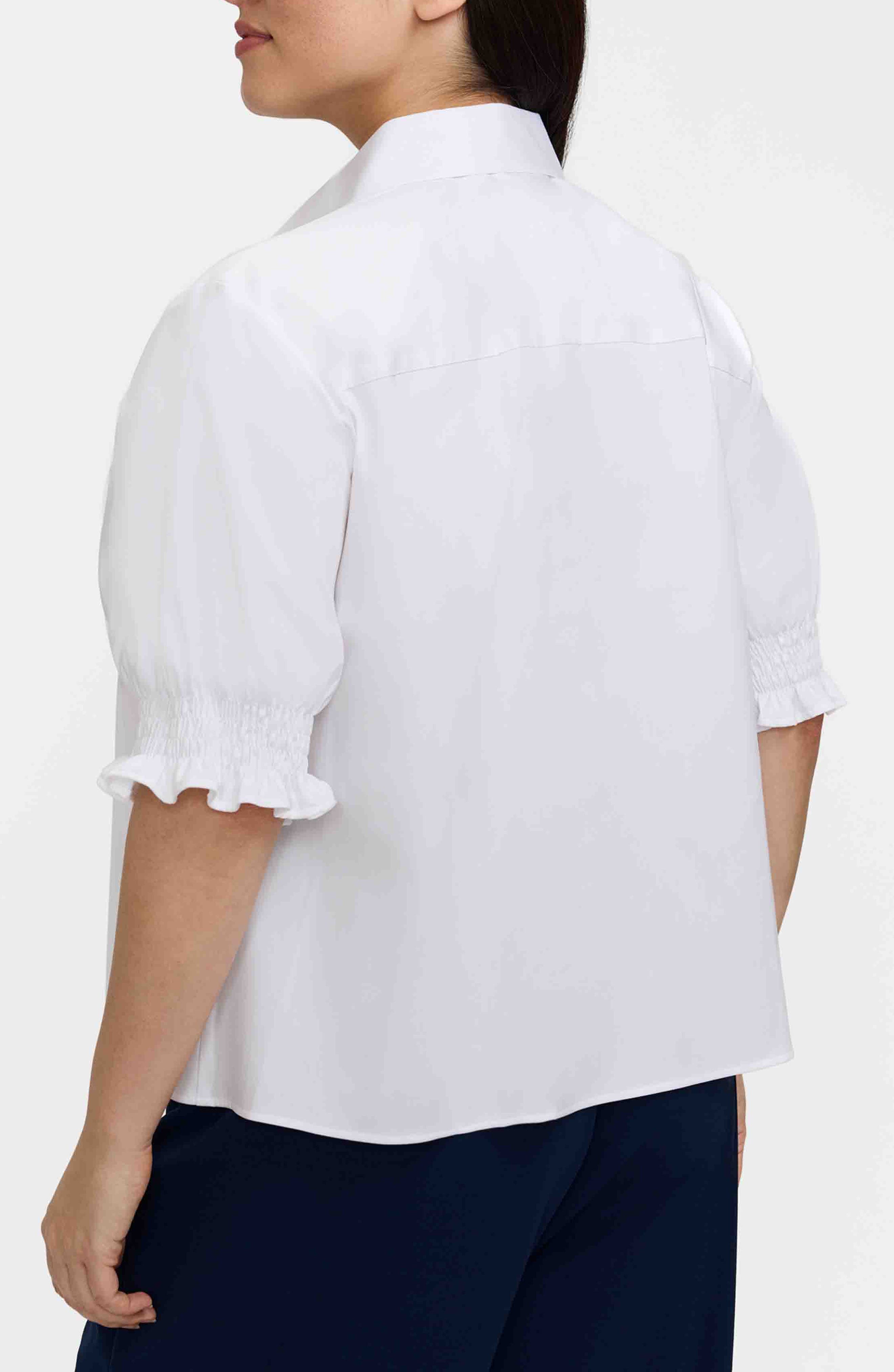 Vivienne Elbow Sleeve Matte Sateen Button-Up Shirt - image 4