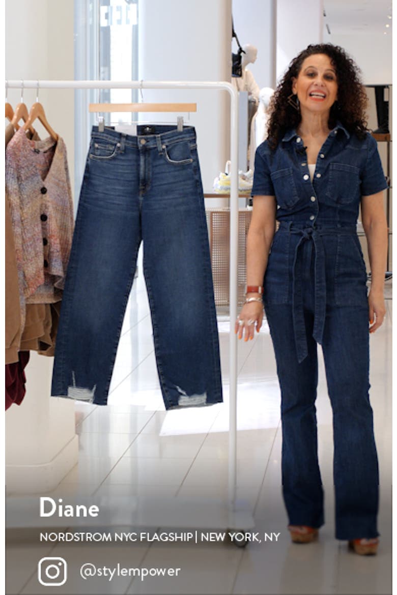 Alexa High Waist Destroyed Hem Crop Wide Leg Jeans video