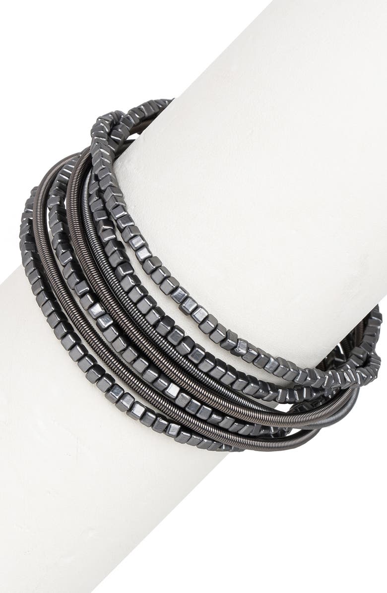 SAACHI Gunmetal Layered Bracelet, Alternate, color, Gunmetal