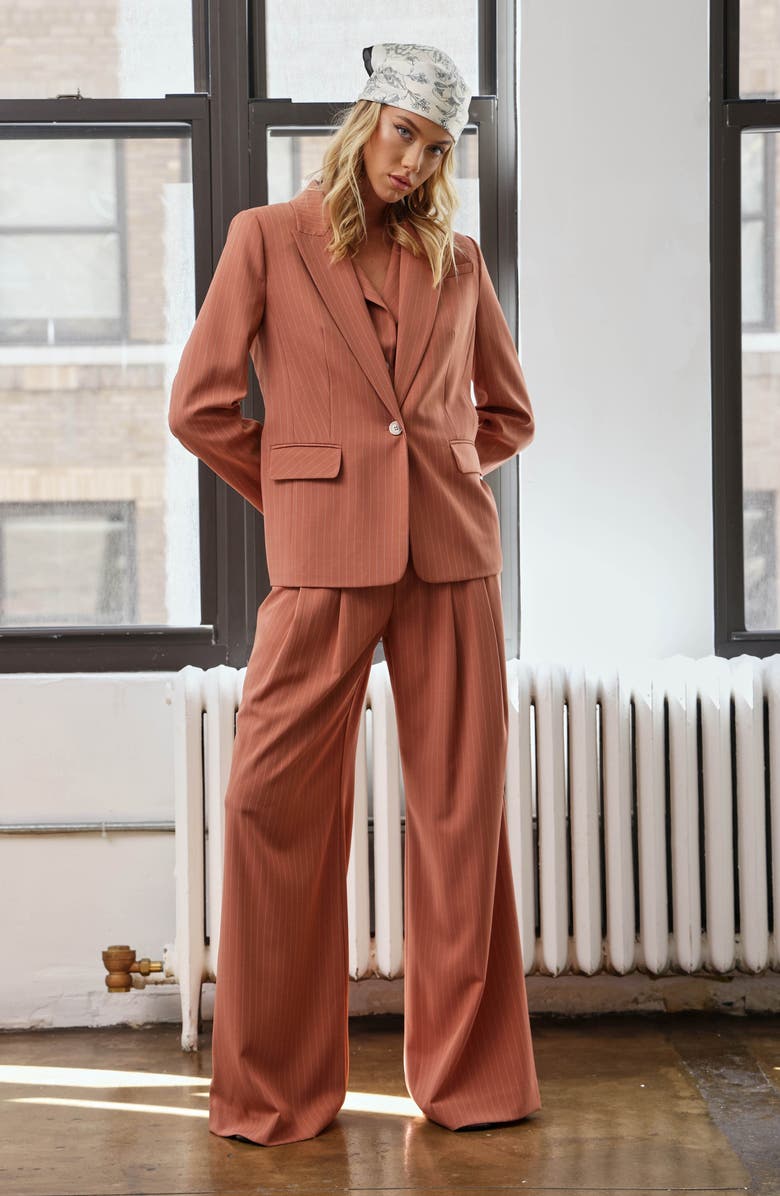 Walter Baker Serena Pinstripe Blazer, Alternate, color, Clay Pinstripe