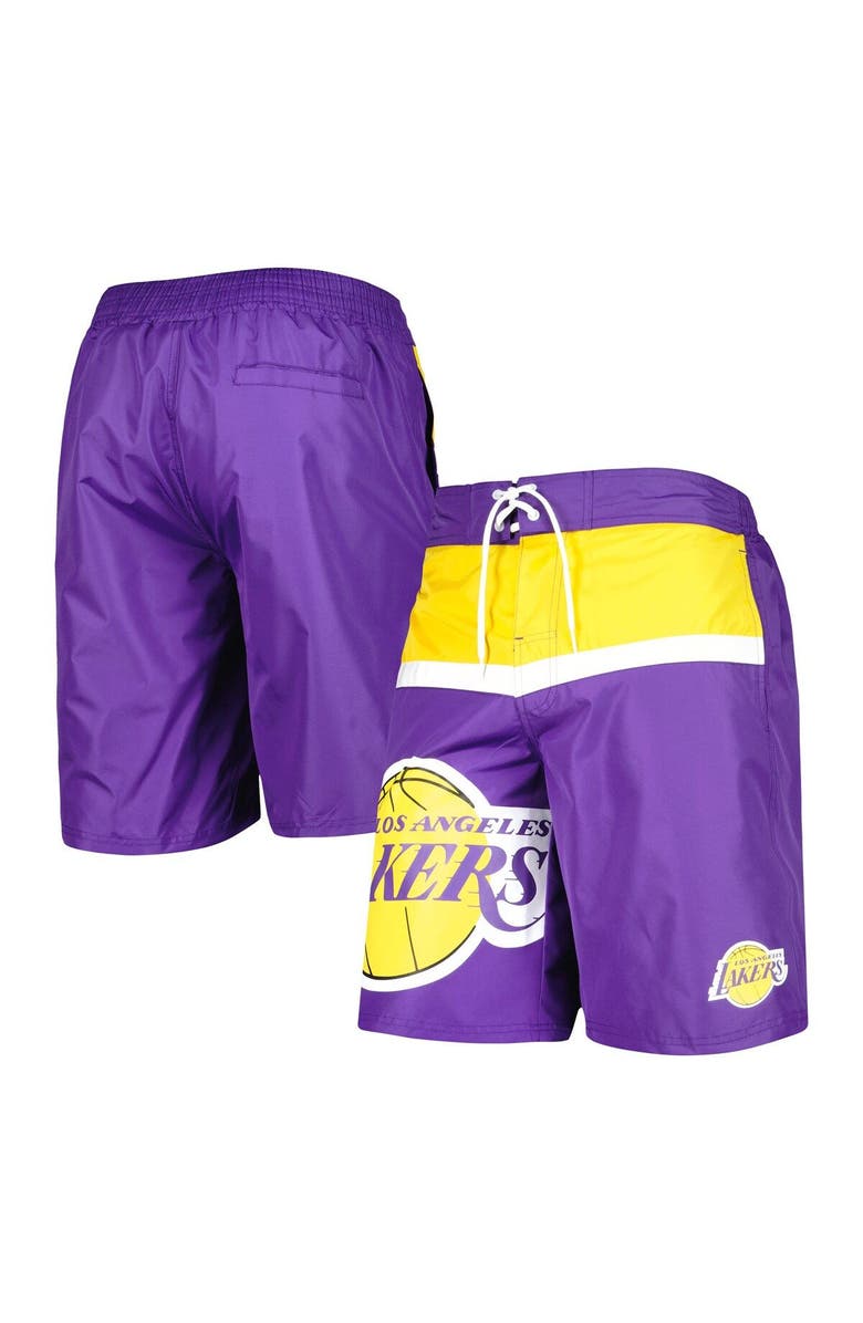 G-III SPORTS BY CARL BANKS Men's G-III Sports by Carl Banks Purple Los Angeles Lakers Sea Wind Swim Trunks, Main, color, 
