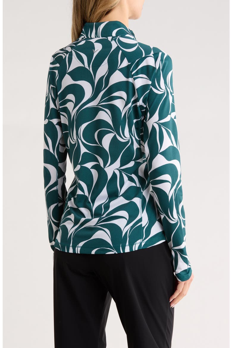 Abstract Floral Swirl Quarter Zip Pullover, Alternate, color, ATLANTIC DEEP